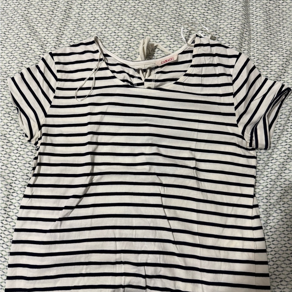 Navy and White Striped Tee
